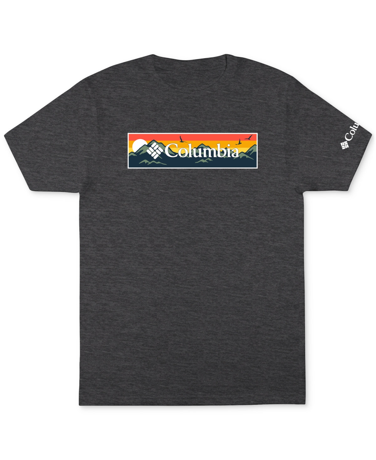 Columbia Men's Sunset Fill Logo Graphic T-Shirt Charcoal Heather Grey Large