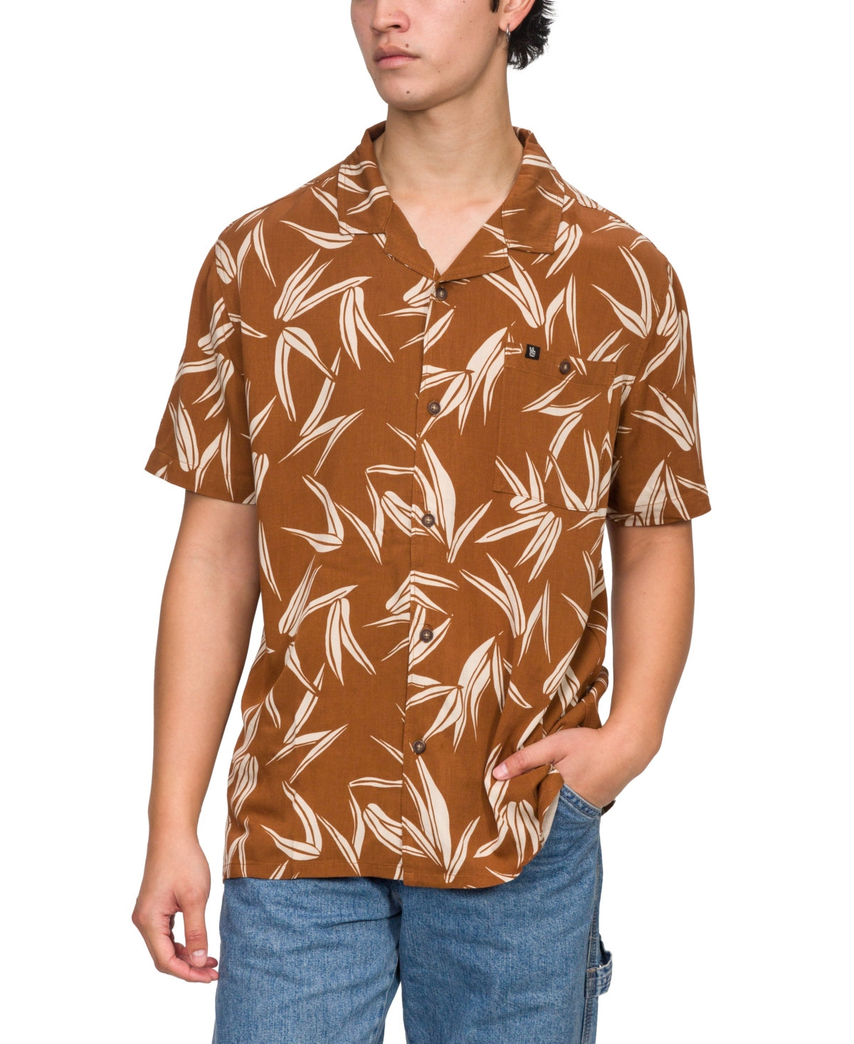 Junk Food Men's Short Sleeve Button Down Shirt Brown Small