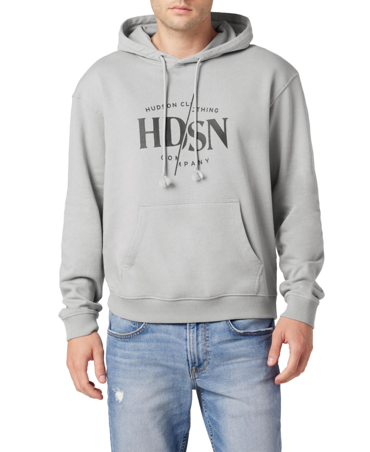 Hudson Mens Graphic Pullover Hoodie Gray Small Sweatshirt