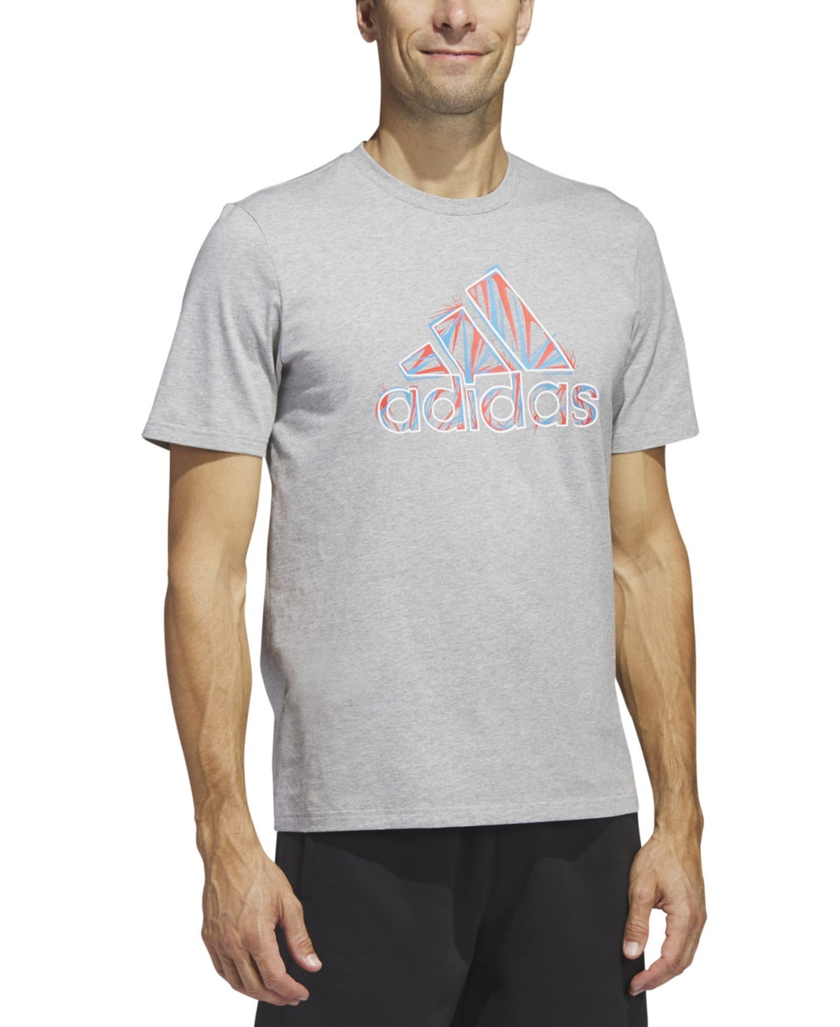 Adidas Mens Americana Graphic Short Sleeve T Shirt Grey Medium