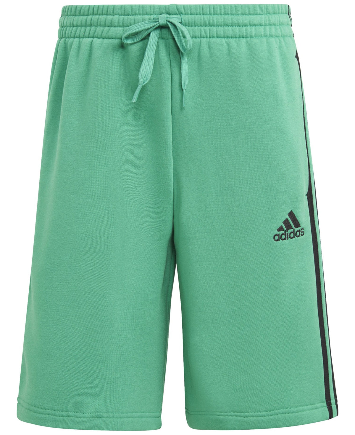 Adidas Mens 3 Stripes 10" Fleece Shorts Green Large