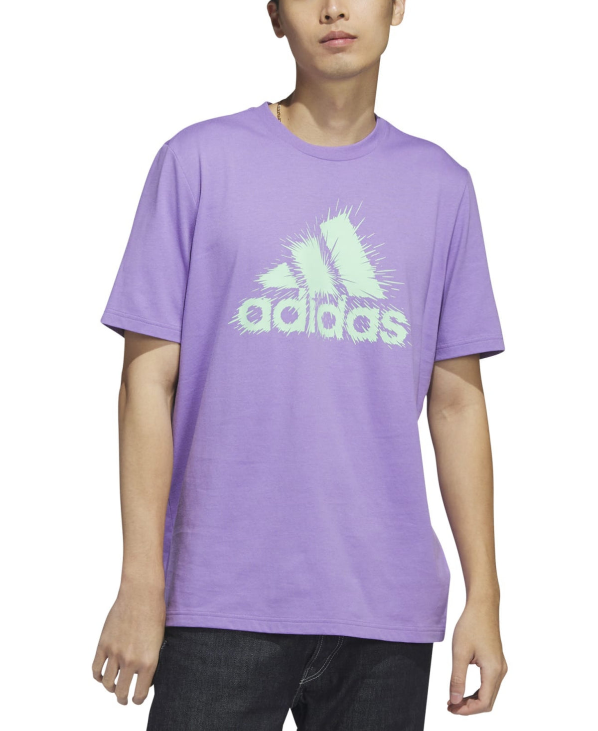 Adidas Men's Short Sleeve Logo Graphic T Shirt Purple Violet Small