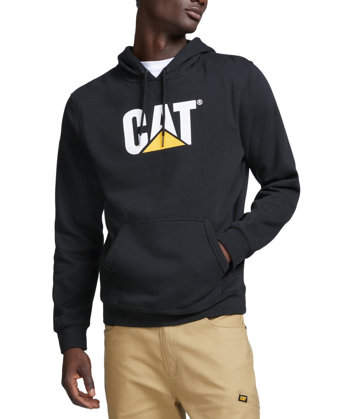 CAT Men's Foundation Logo Print Hoodie BLACK Medium