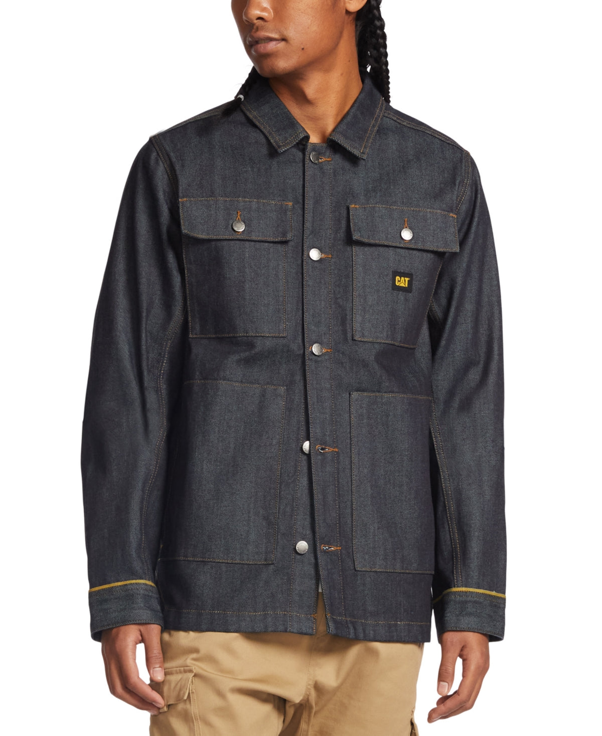 Caterpillar Men's Self Edge Caterpillar 1 Jacket Coat Indigo Selvedge Blue Large