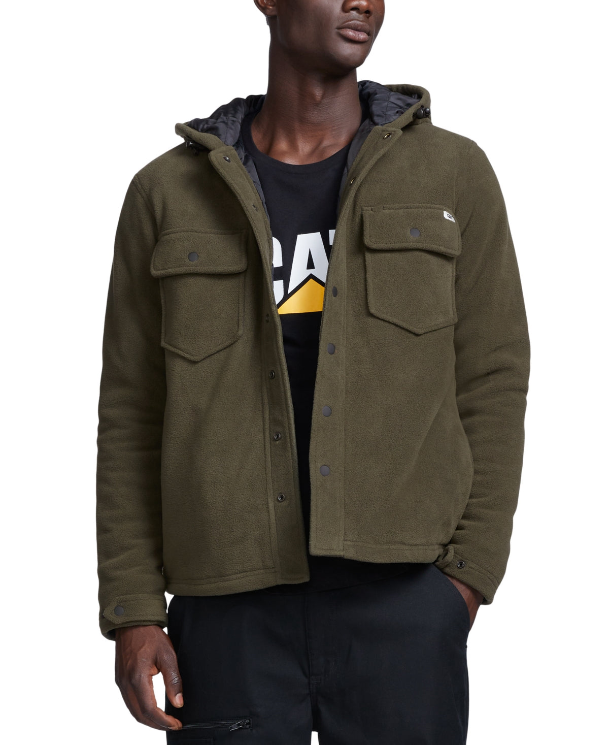 Caterpillar Mens Active Hooded Work Jacket Army Moss Medium
