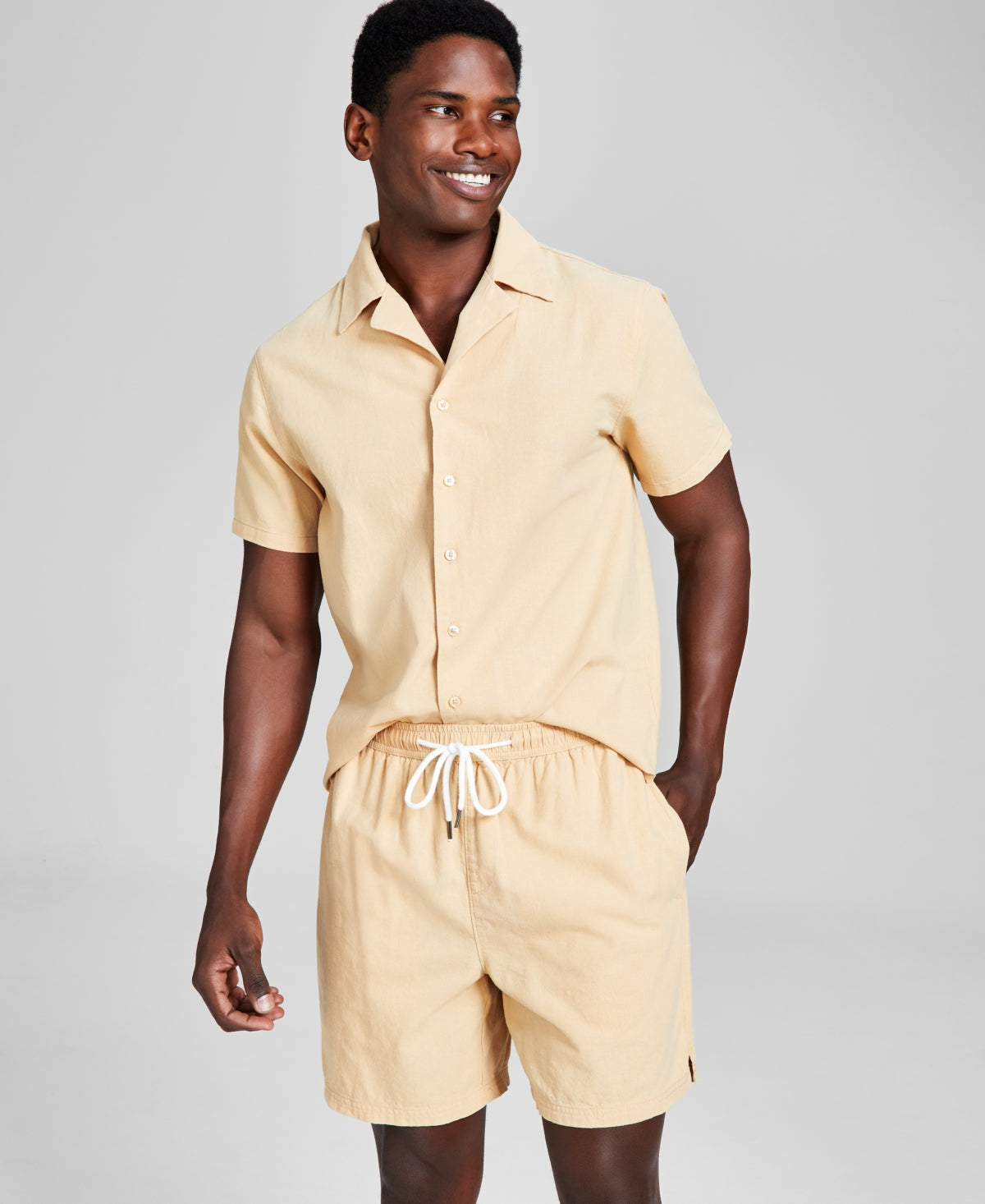 And Now This Mens Classic-Fit Drawstring Shorts Sand Small