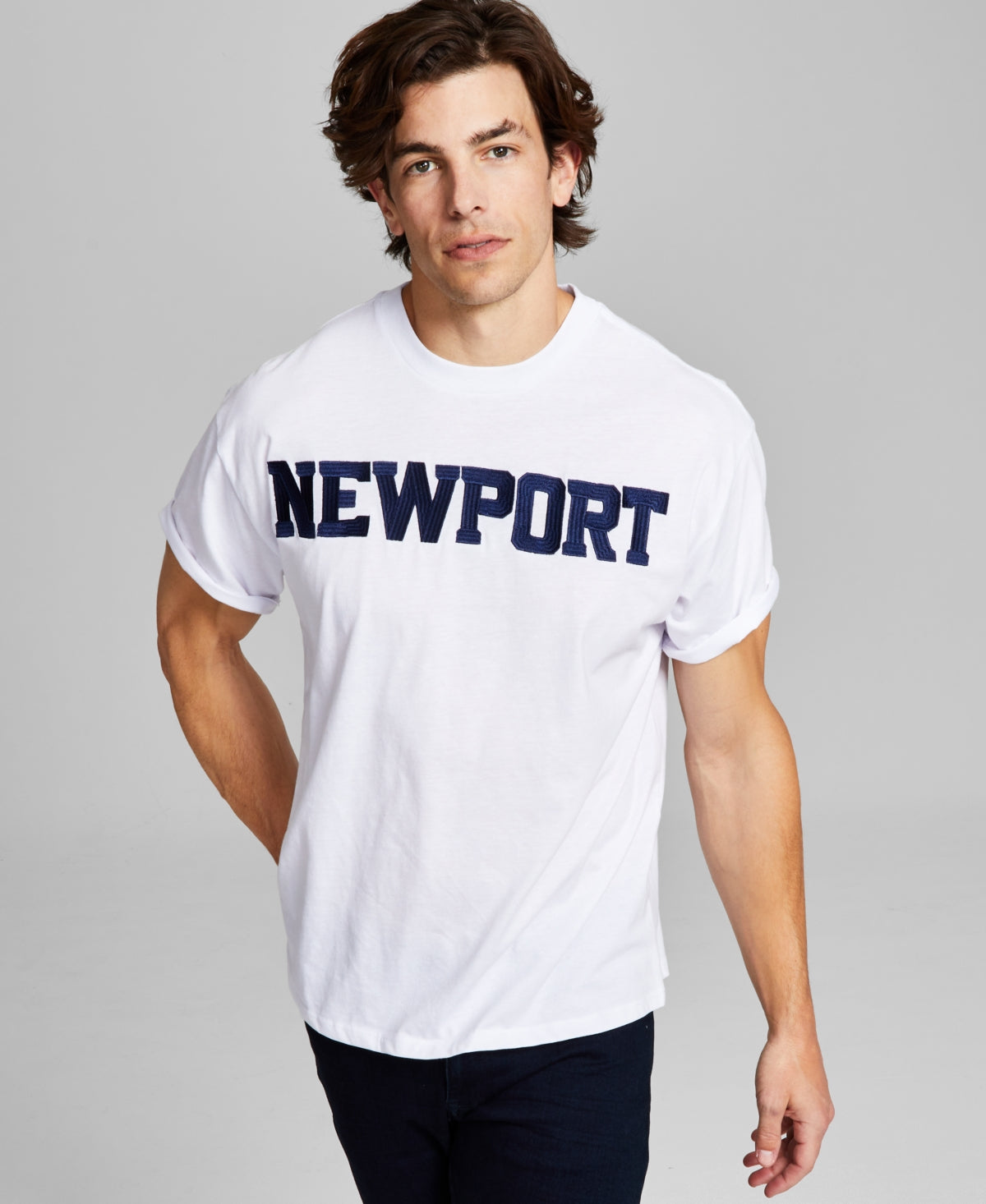And Now This Men's Newport Embroidered Short Sleeve T Shirt White 2XL