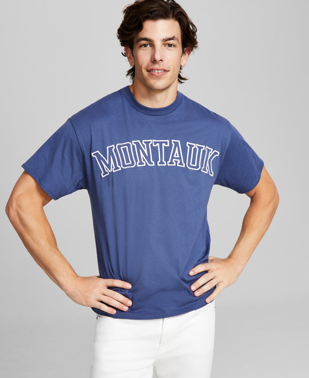 And Now This Men's Montauk Embroidered Short Sleeve T-Shirt Indigo Large