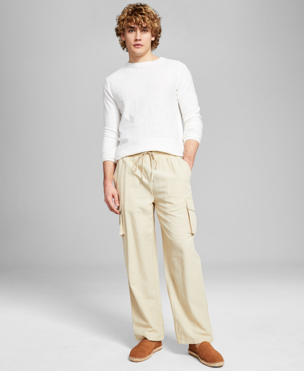 And Now This Mens Pull-On Drawstring Cargo Pants Mojave Desert Medium