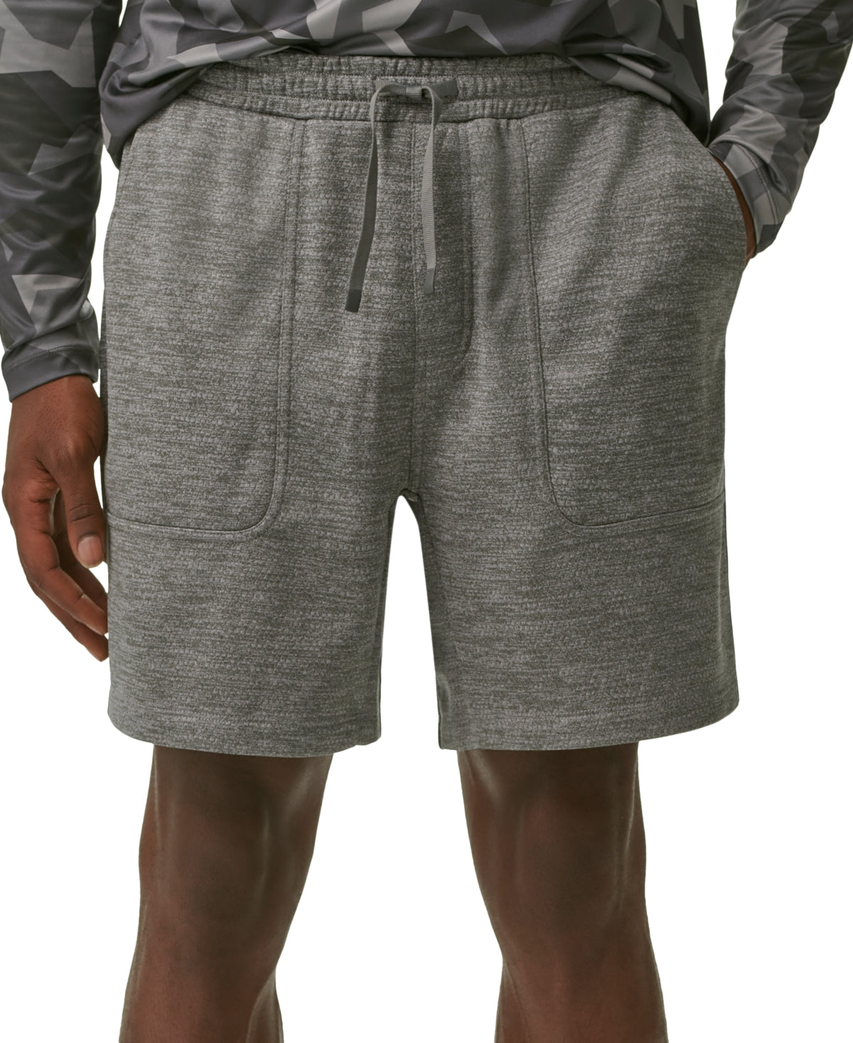 BASS OUTDOOR Mens Fleece Lined Drawstring Shorts Gargoyle Melange Grey Large