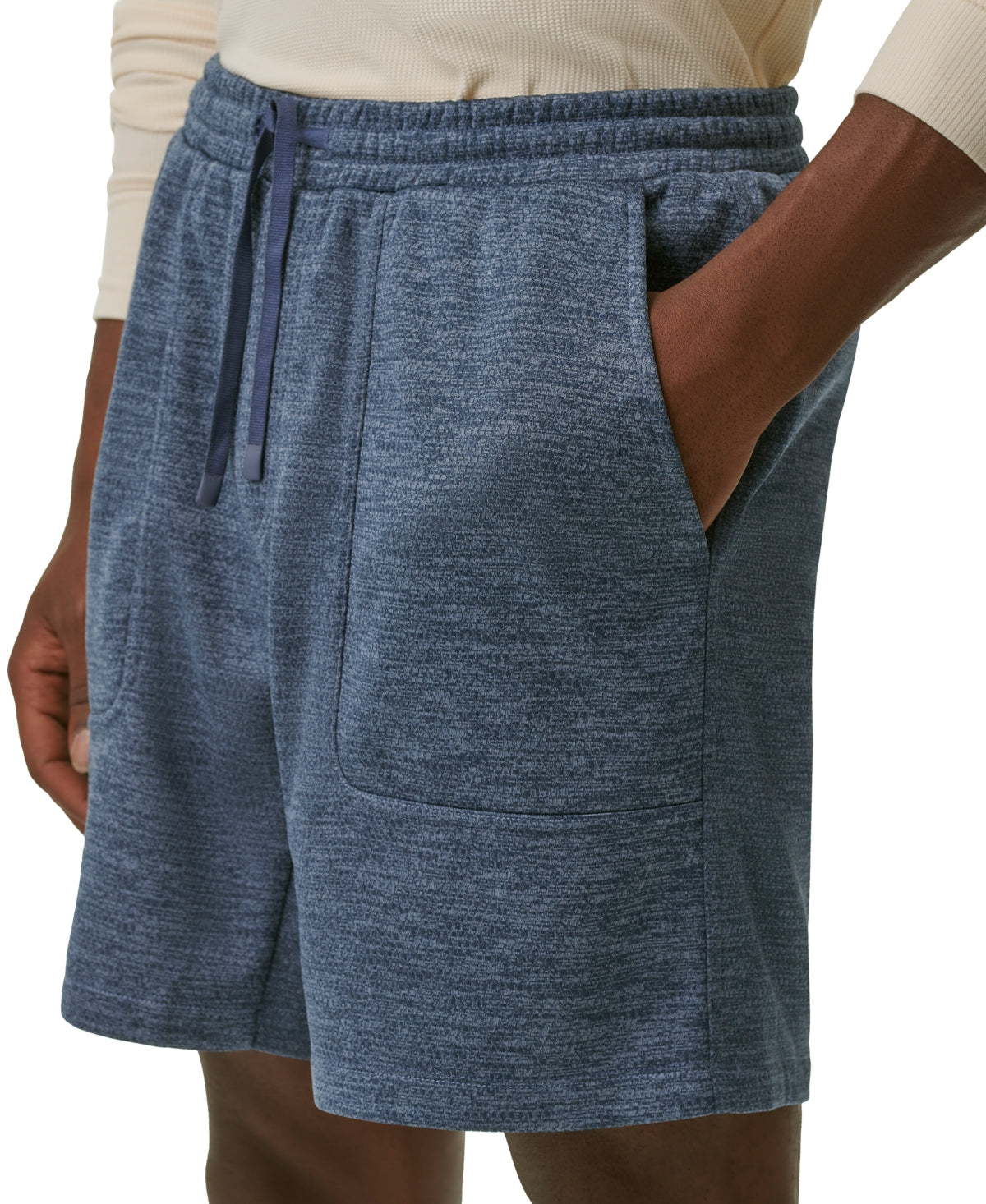 Bass Outdoors Mens Atlantic Fleece Lined Drawstring Shorts Blue Indigo Melange 2XL