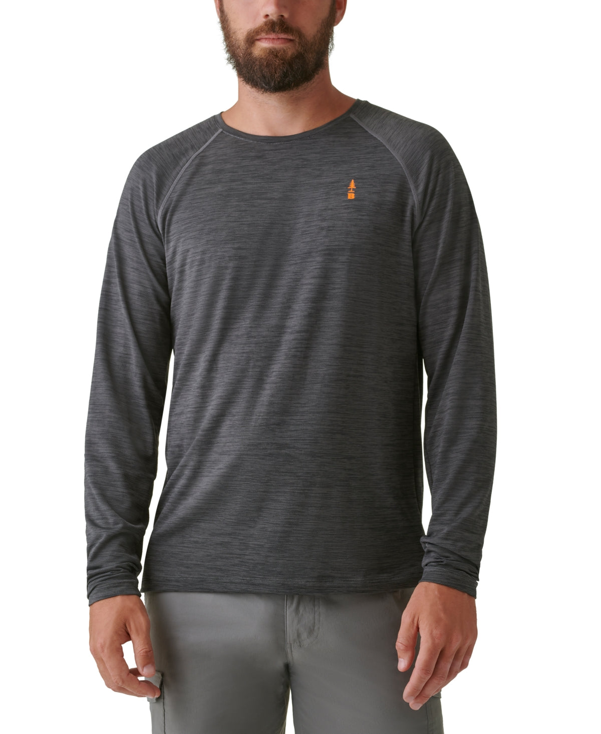 Bass Outdoor Men's Trek Long Sleeve Performance T Shirt Grey Small
