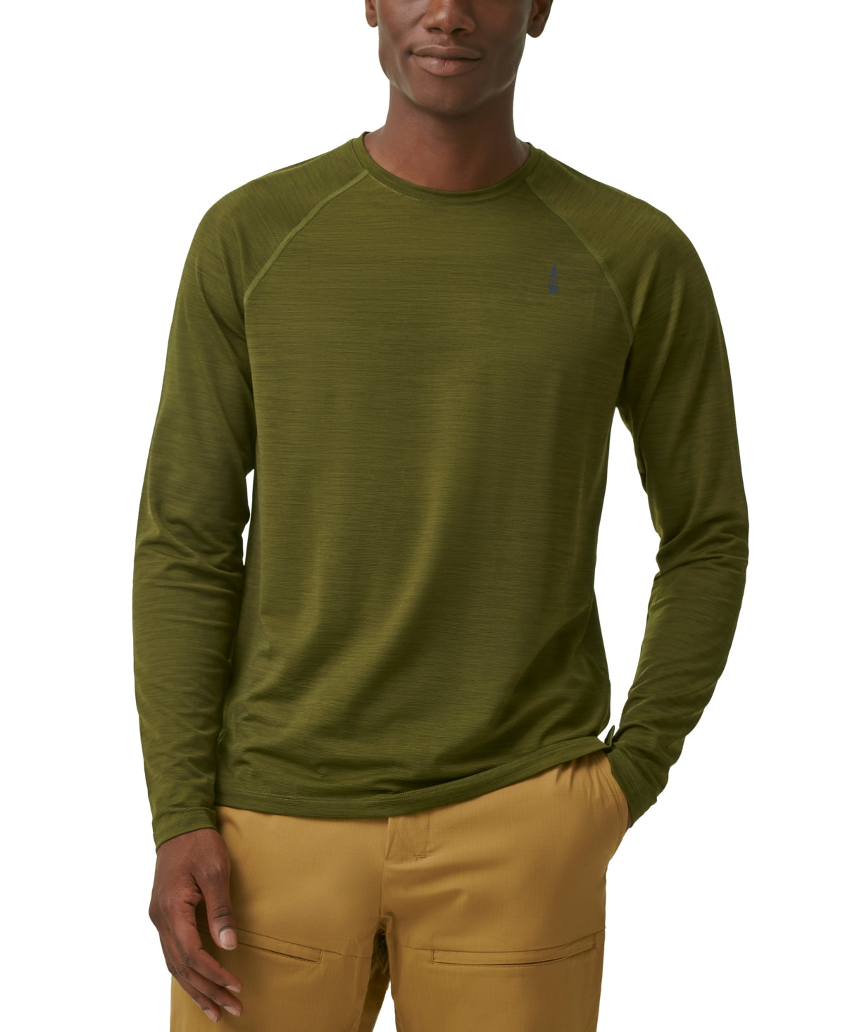 BASS OUTDOOR Mens Trek Long-Sleeve Performance T Shirt Winter Moss 2XL