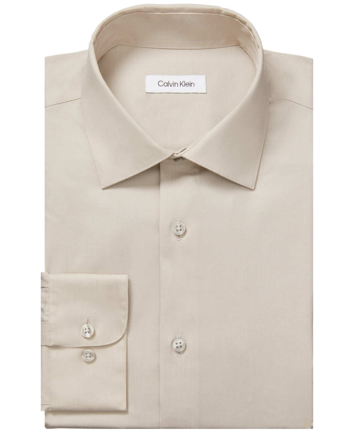 Calvin Klein Men's Steel Slim Fit Stain Shield Dress Shirt Beige 17.5 34 35