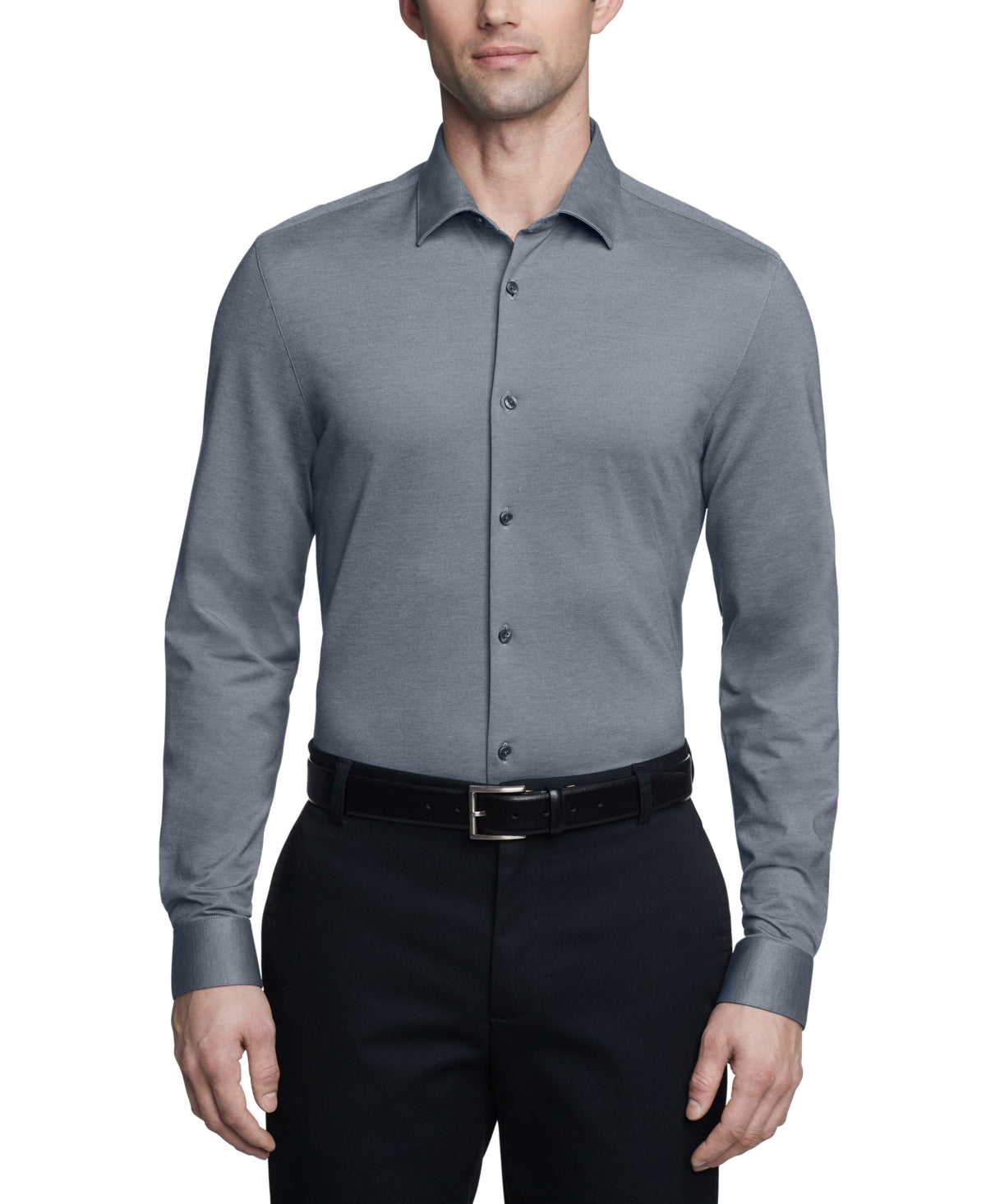 Calvin Klein Mens Extra-Slim fit Dress Shirt XS Long Sleeve Grey Solid