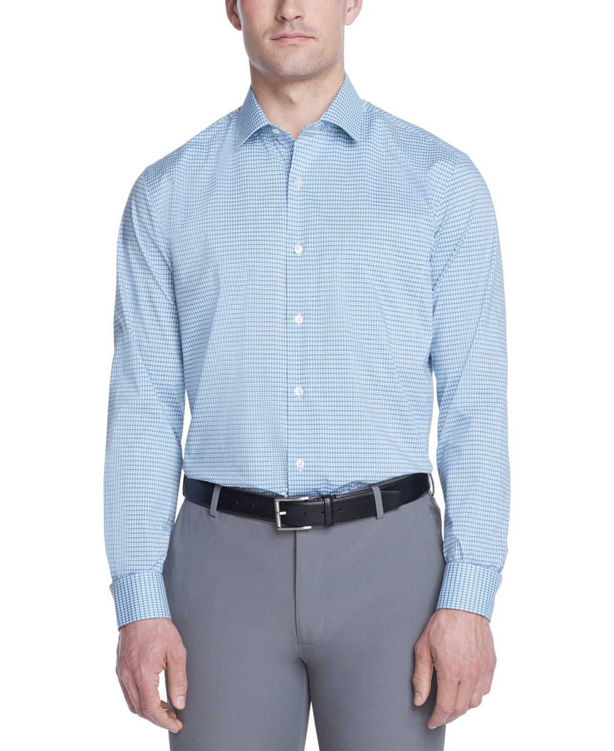 Van Heusen Mens Stain Shield Button Down Shirt Blue Topaz 15 15.5 32 33