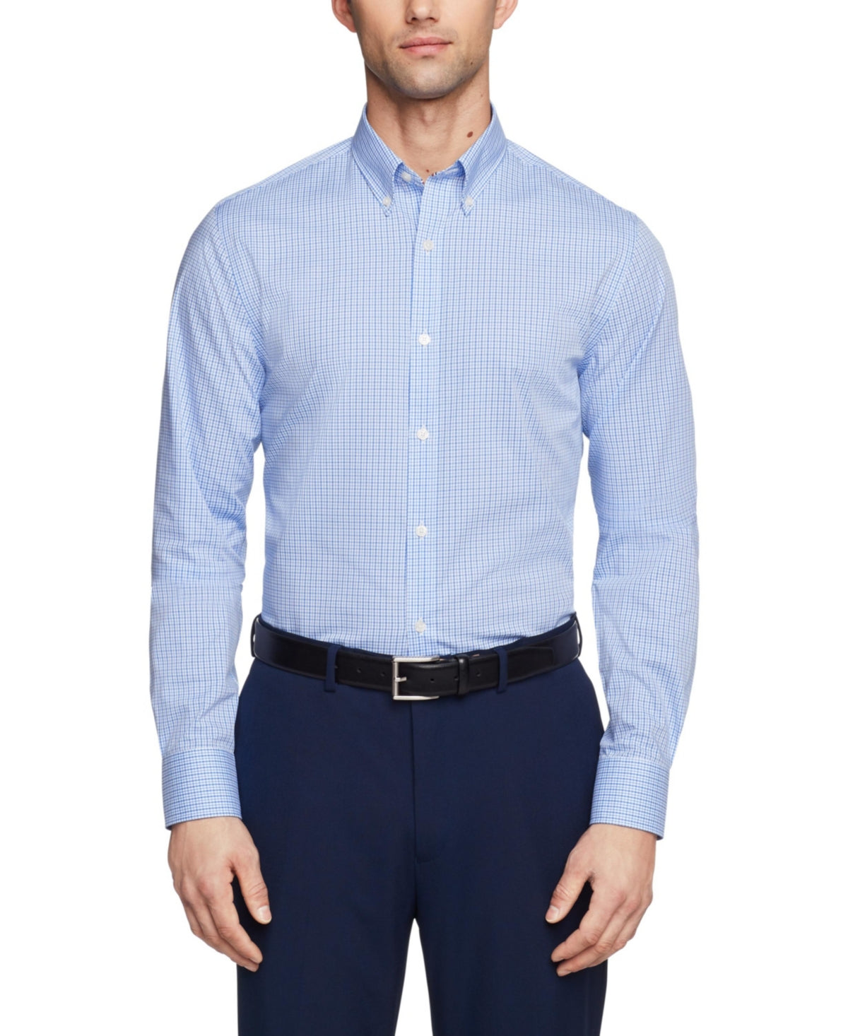 Tommy Hilfiger Mens Slim fit Dress Shirt XL 17 in 32-33 Blue Plaid