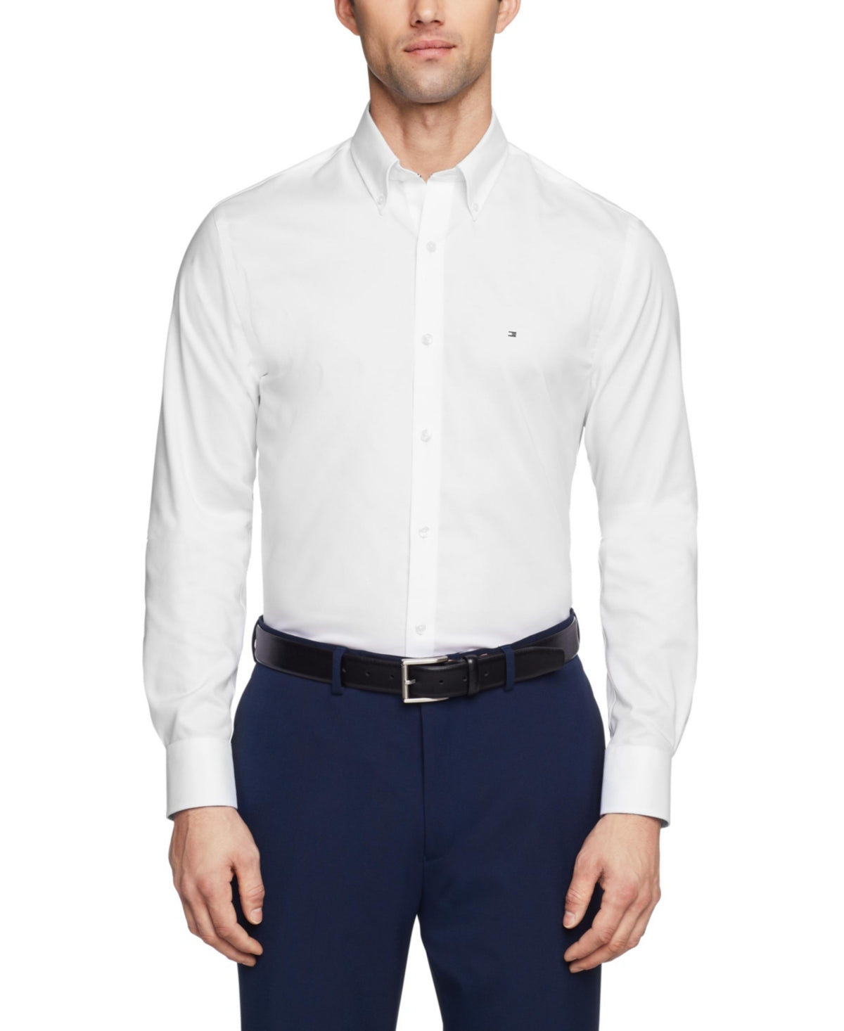Tommy Hilfiger Mens Slim fit Dress Shirt Medium 15 in 34-35 White Solid