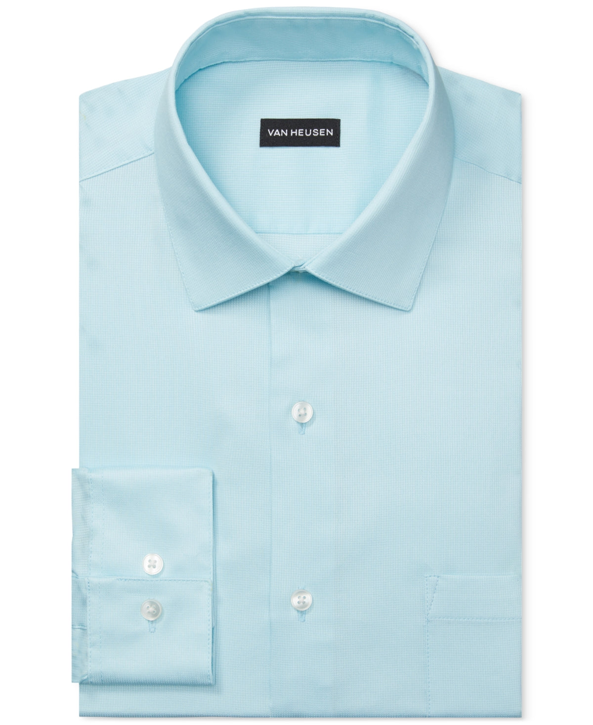 Van Heusen Men's Stain Shield Regular Fit Dress Shirt Blue Green 16 16.5 32 33
