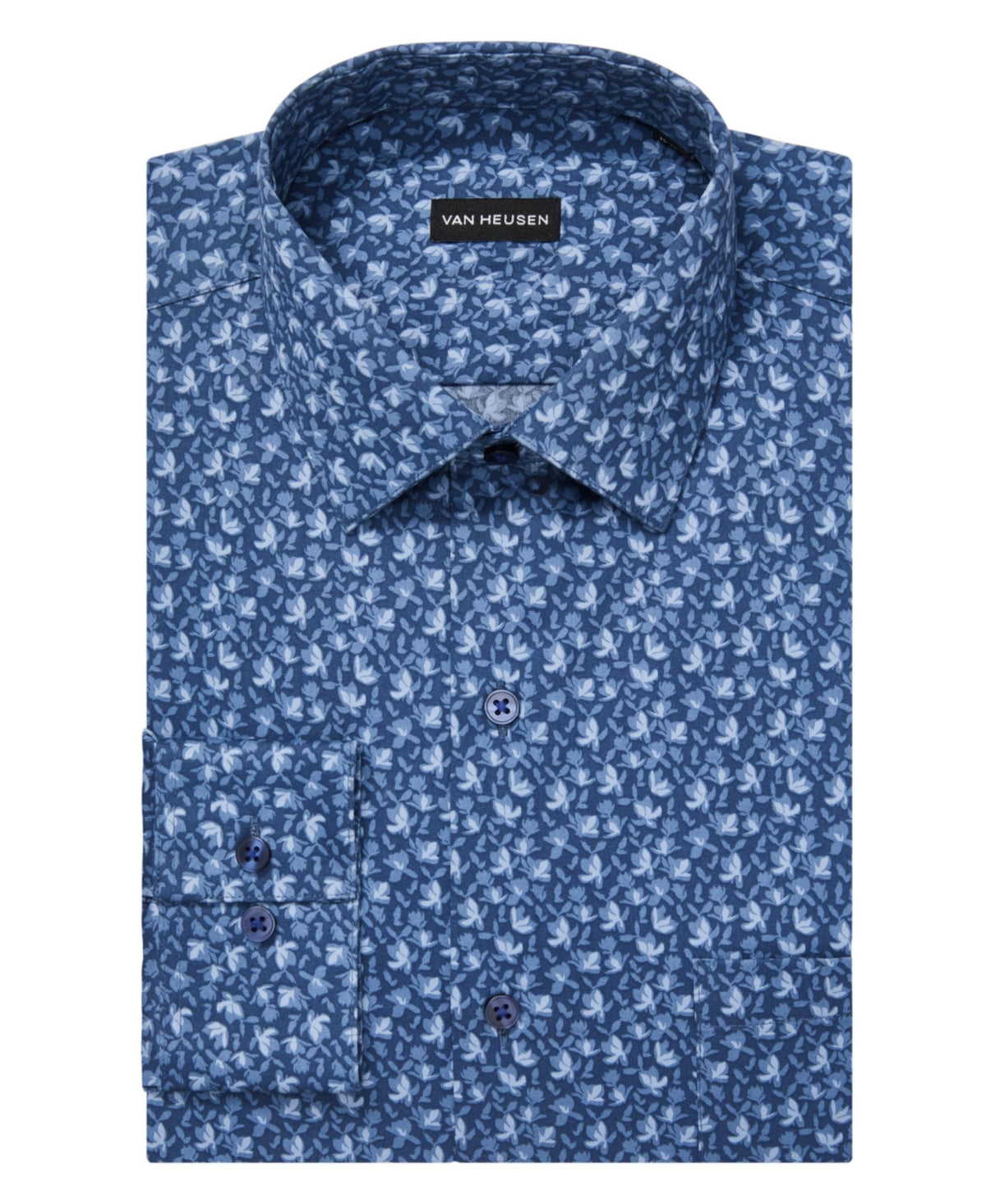 Van Heusen Men's Stain Shield Regular Fit Dress Shirt Night Blue 16