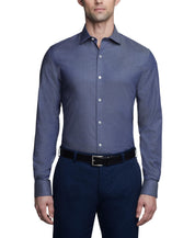 Tommy Hilfiger Mens Slim fit Dress Shirt XL 17.5 in 34-35 Blue Solid