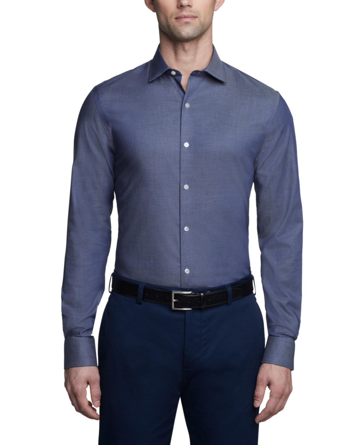 Tommy Hilfiger Mens Slim fit Dress Shirt Large 16 in 34-35 Blue Solid