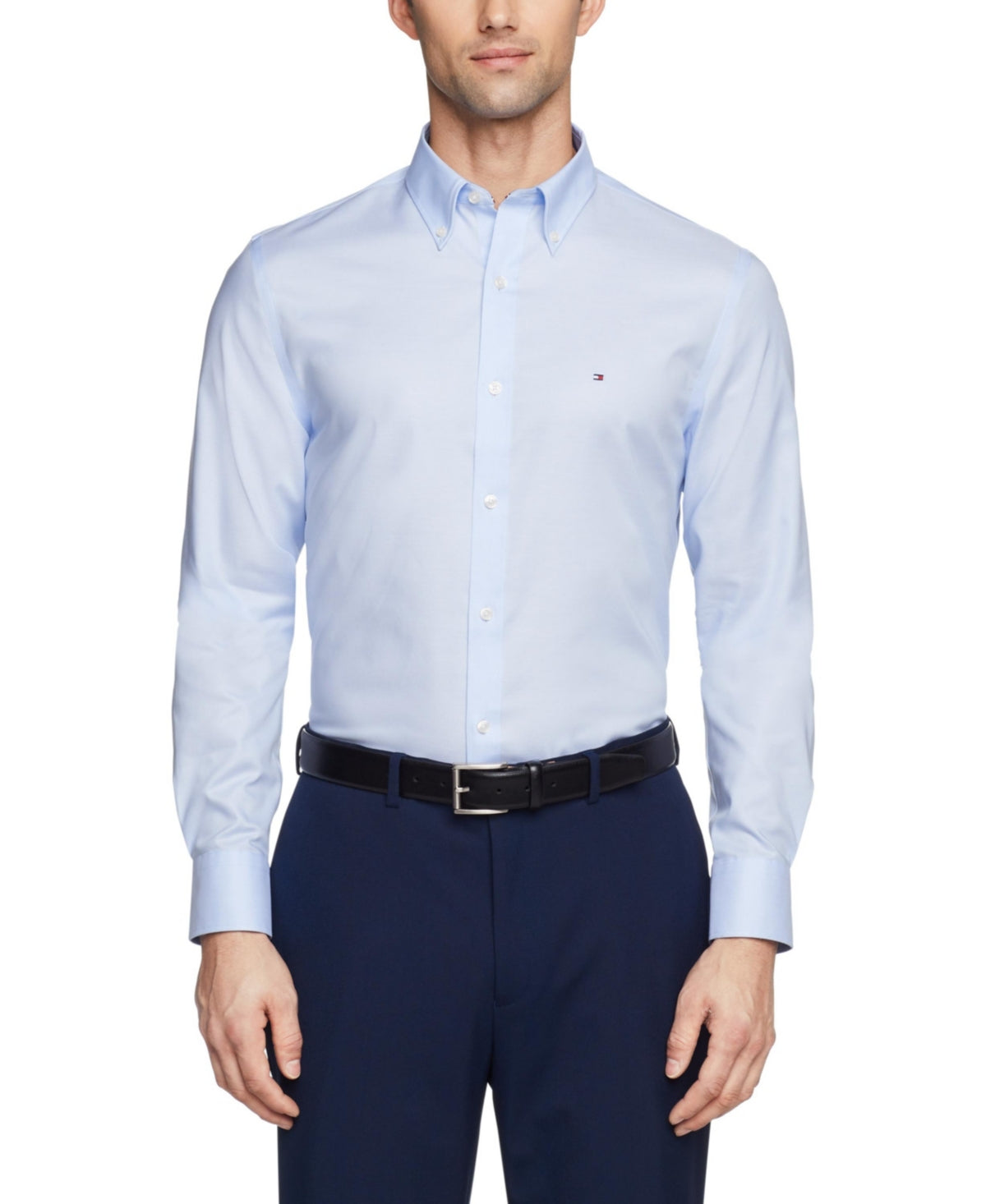 Tommy Hilfiger Mens Slim fit Dress Shirt XXL 18 in 34-35 Light Blue Solid