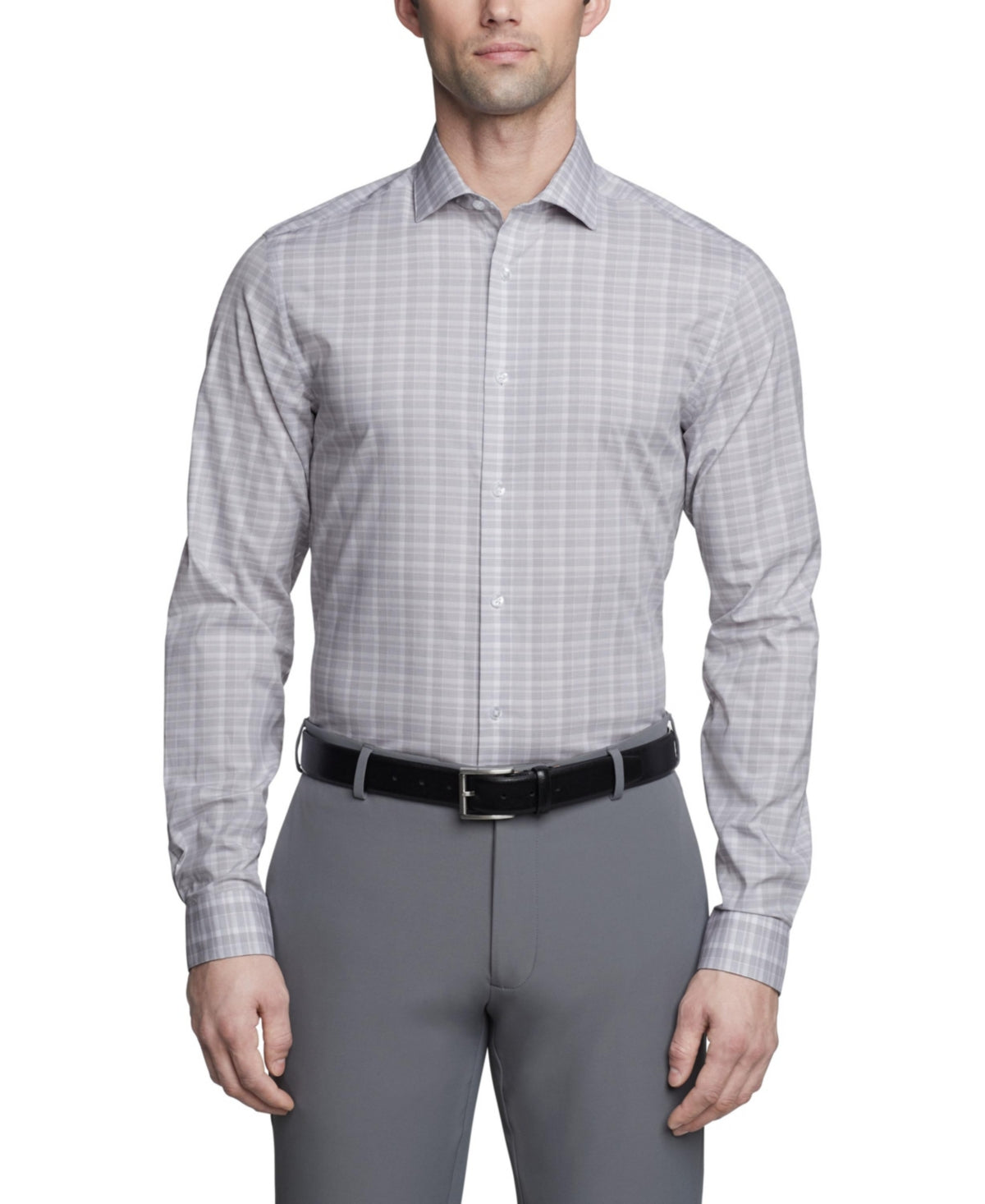 Calvin Klein Men's Slim Fit Steel Stretch Dress Shirt Grey 17 34 35