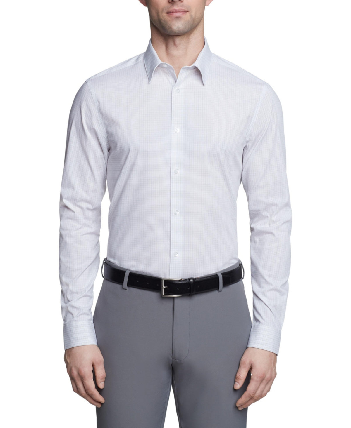 Calvin Klein Mens Slim fit Dress Shirt Small 14.5 in 32-33 White Plaid