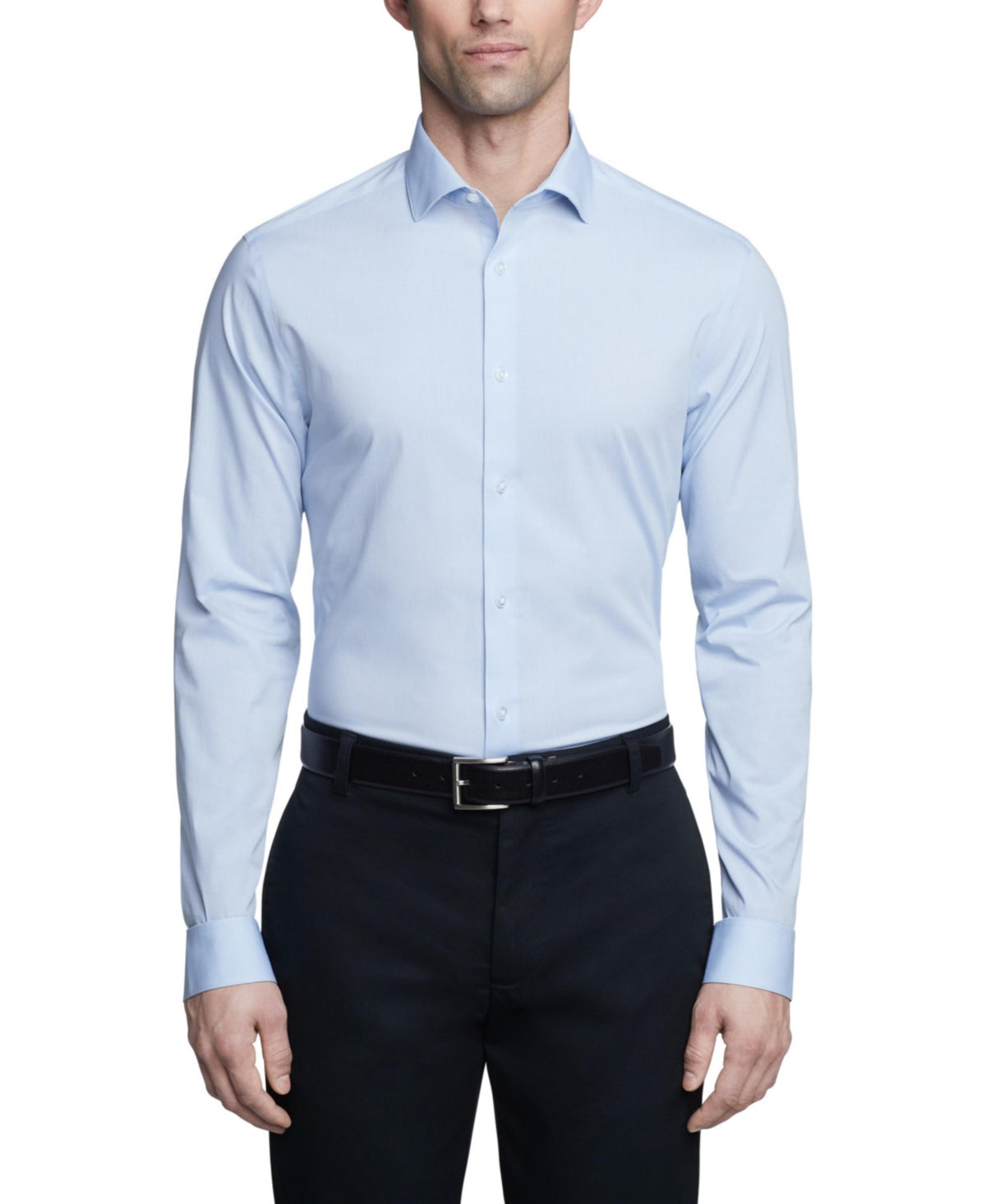 Calvin Klein Men Slim fit Dress Shirt XXL 18 in 34-35 Blue Plaid