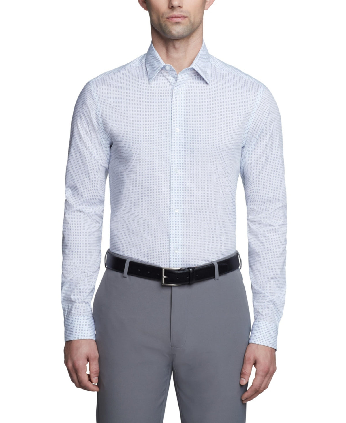 Calvin Klein Mens Slim fit Dress Shirt Large 16 in 34-35 Light Blue Plaid