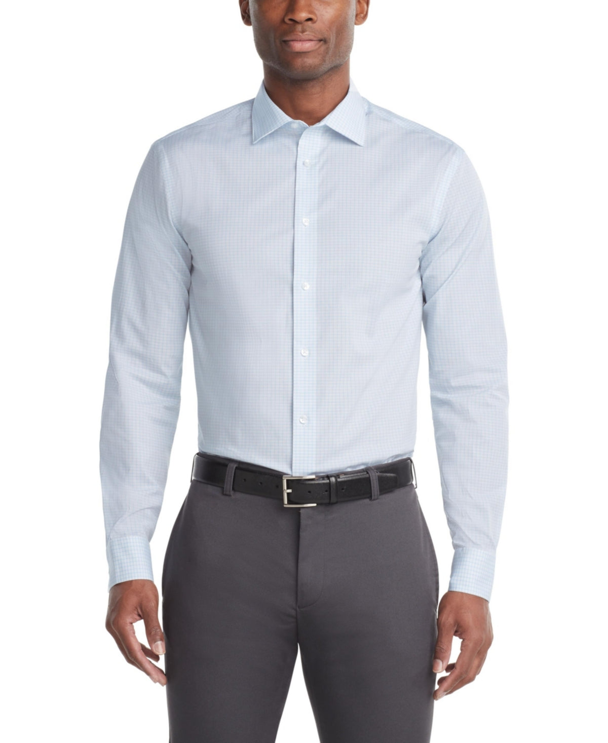 Calvin Klein Mens Regular fit Dress Shirt Medium 15 in 32-33 Light Blue Check
