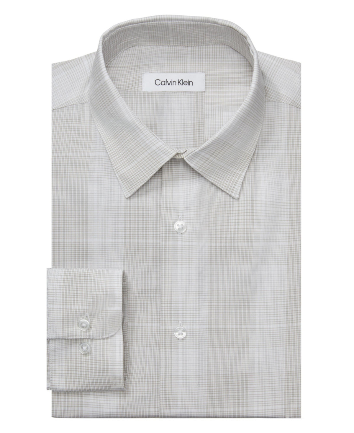 Calvin Klein Mens Regular fit Dress Shirt Large 16 in 32-33 Brown Plaid