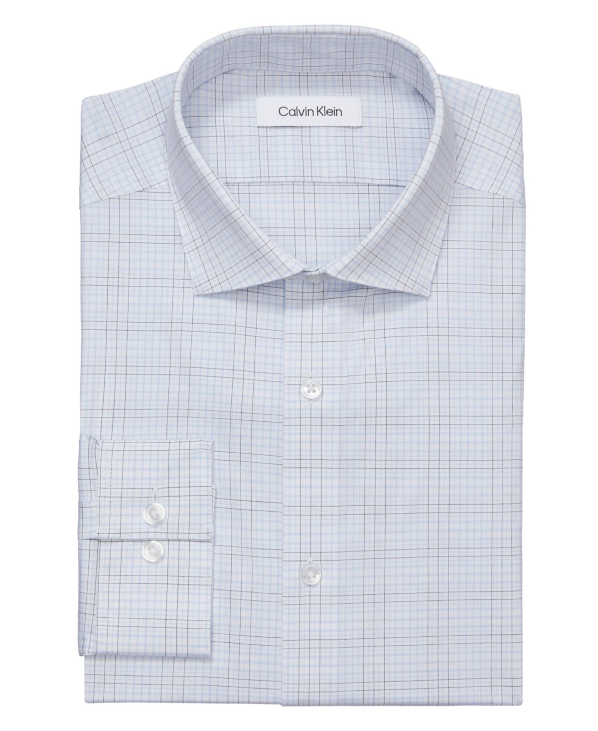 Calvin Klein Men Slim fit Dress Shirt Medium 15 in 34-35 Blue Plaid