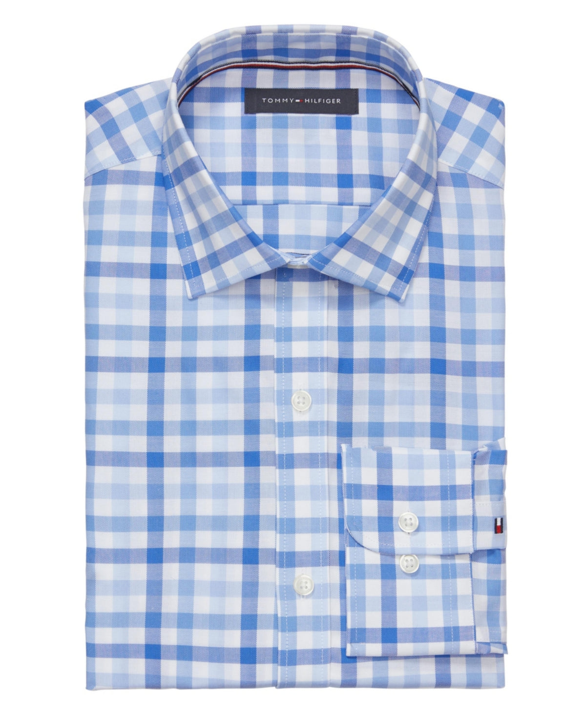 Tommy Hilfiger Mens Slim fit Dress Shirt Large 16.5 in 34-35 Blue Check