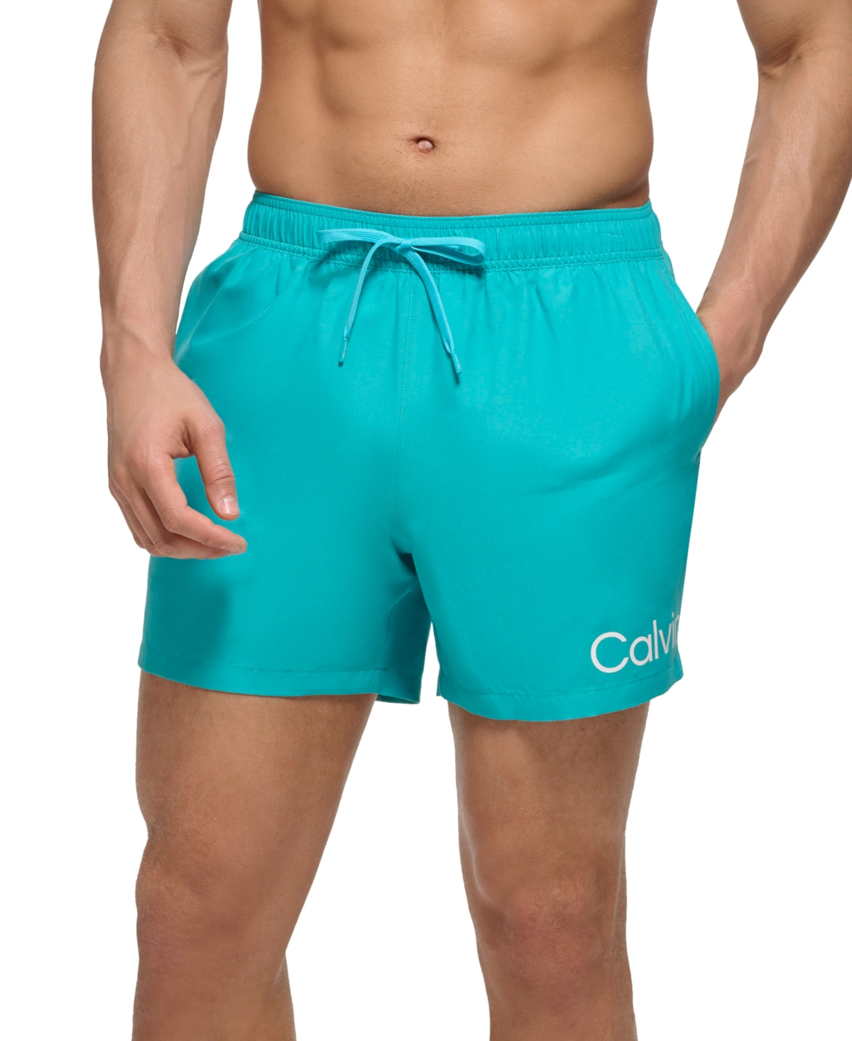 Calvin Klein Mens Swimwear Solid Atlantis Blue Logo Swim Shorts XXL