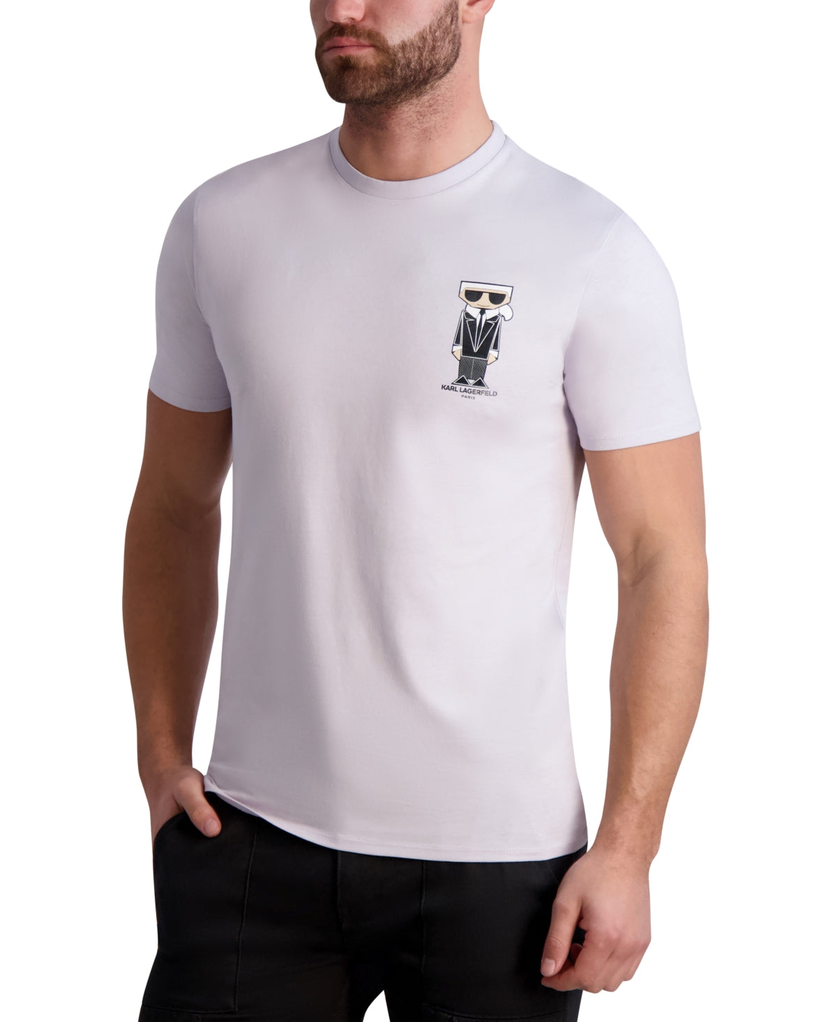 Karl Lagerfeld Paris Men's Graphic Short Sleeve T Shirt Lavender XL