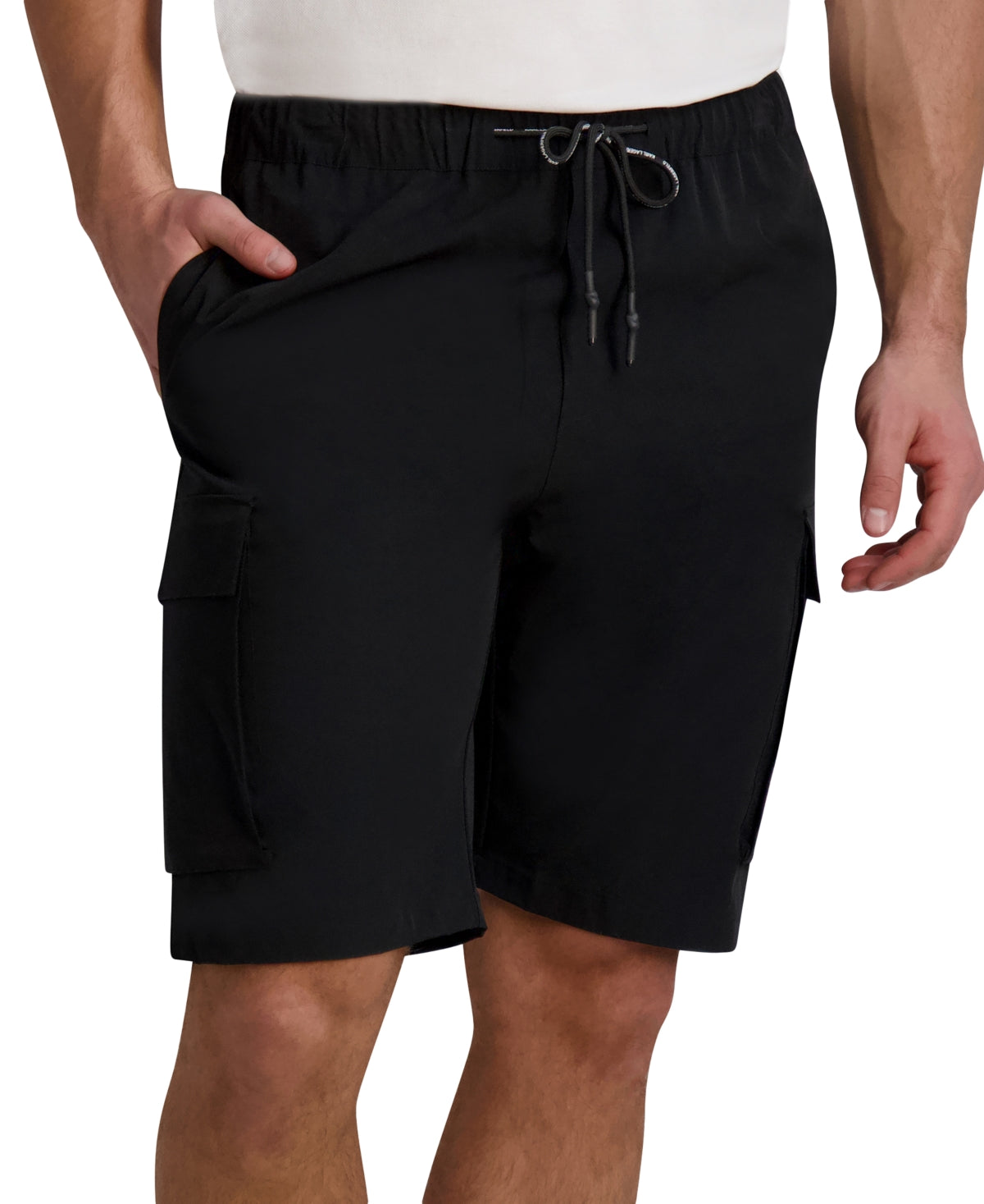 Karl Lagerfeld Paris Men's Slim Fit Solid Cargo Shorts Black XXL