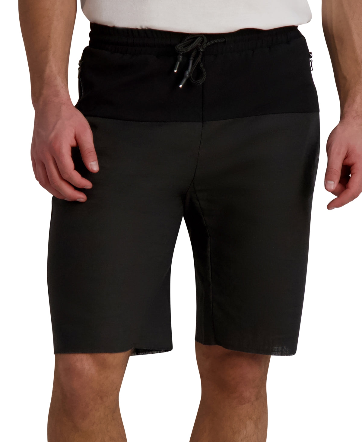 Karl Lagerfeld Paris Men's Drawstring Cargo Shorts  Black Large