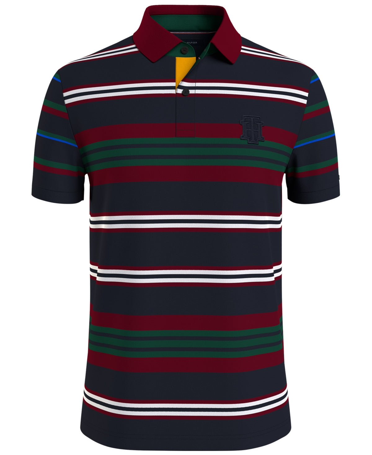 Tommy Hilfiger Men's Ivy Mixed Stripe Short Sleeve Polo Shirt Desert Sky Small
