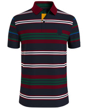 Tommy Hilfiger Men's Ivy Mixed Stripe Short Sleeve Polo Shirt Desert Sky Small