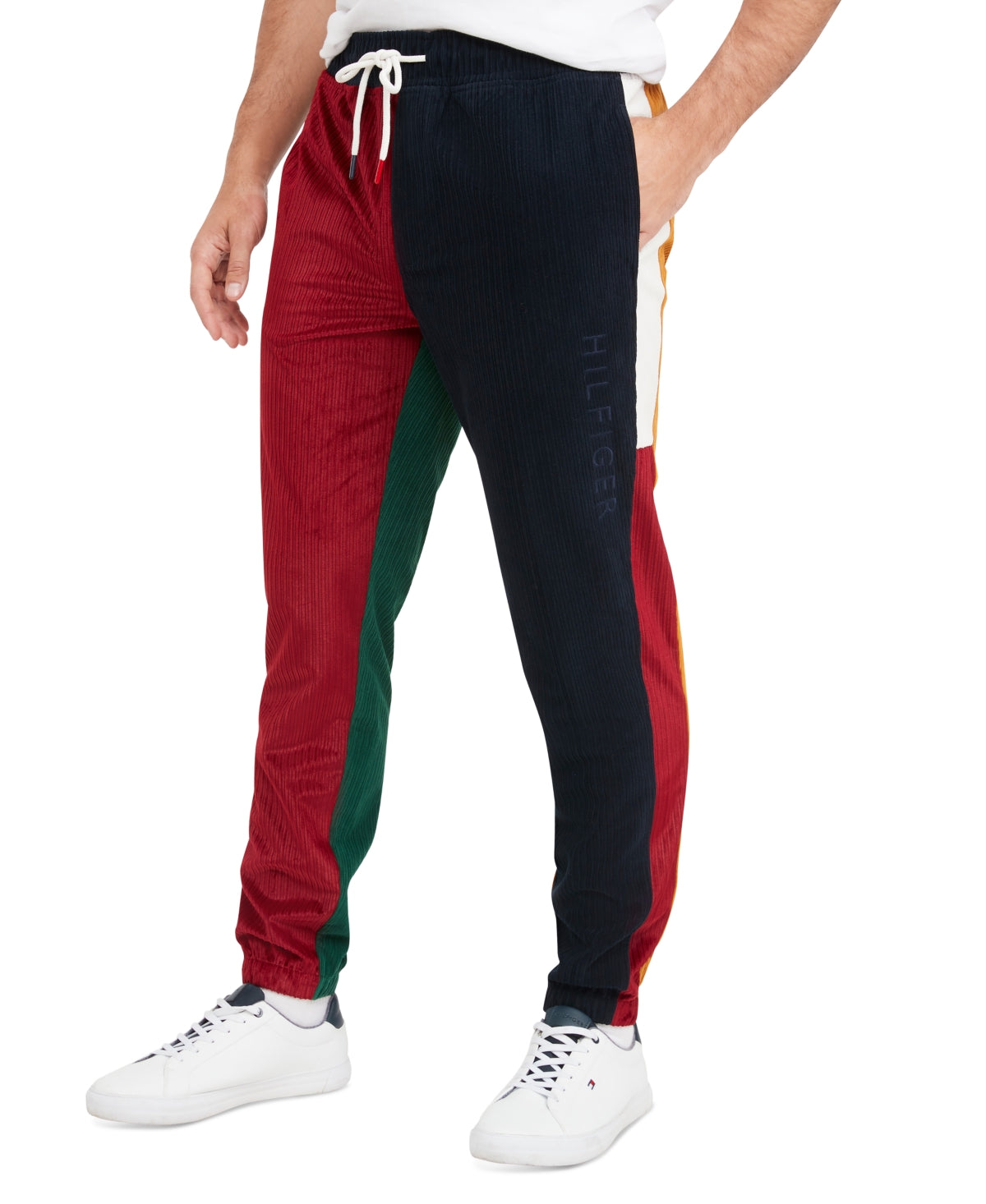 Tommy Hilfiger Mens Corduroy Desert Sky Jogger Pants XL Gold / Blue / Red / White