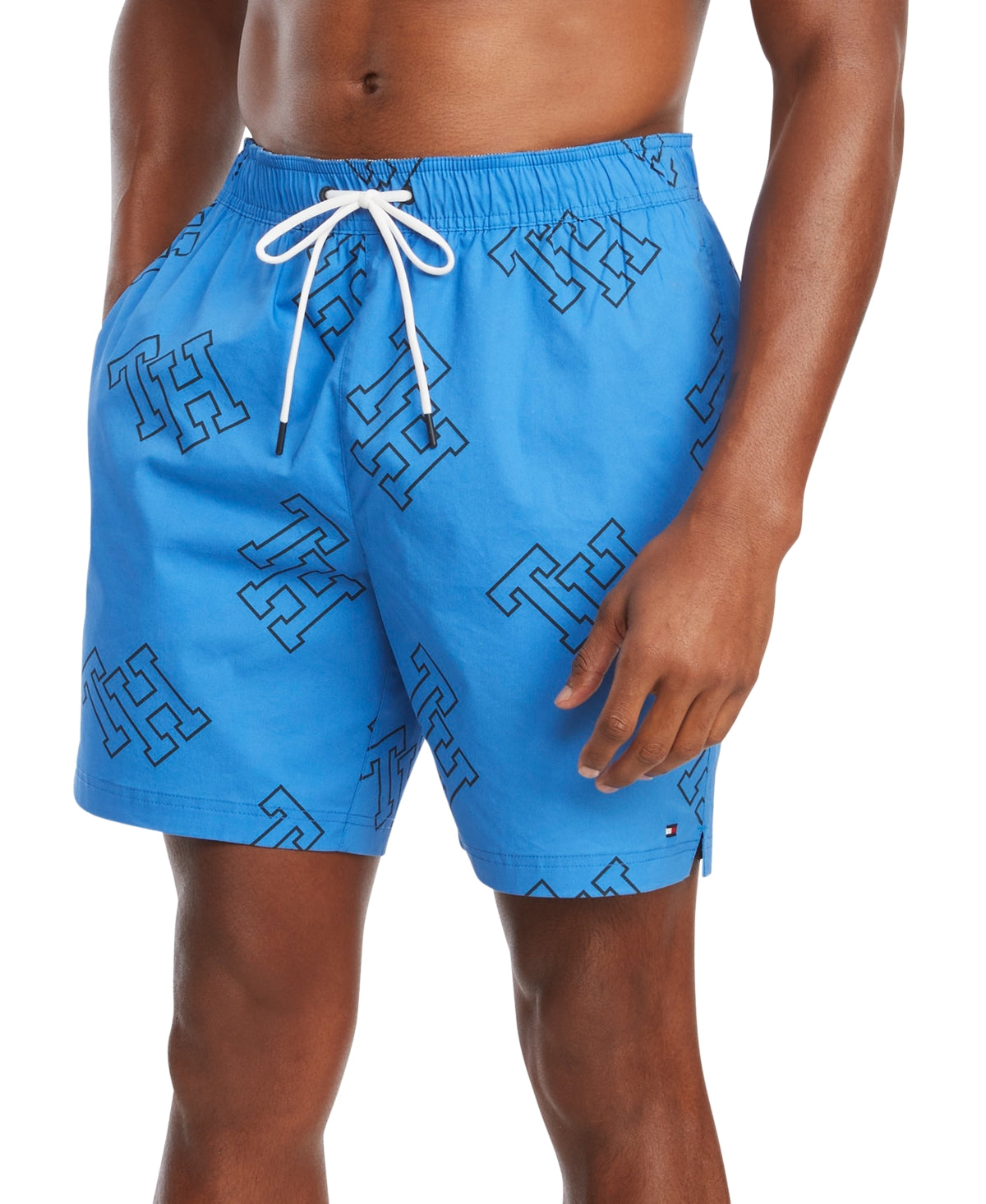 Tommy Hilfiger Mens Swim Trunks Allover Monogram Print 2XL Blue