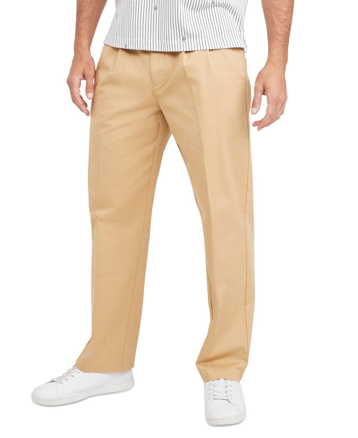 Tommy Hilfiger Men's New School Prep Pleated Chino Pants Beige 36 x 30