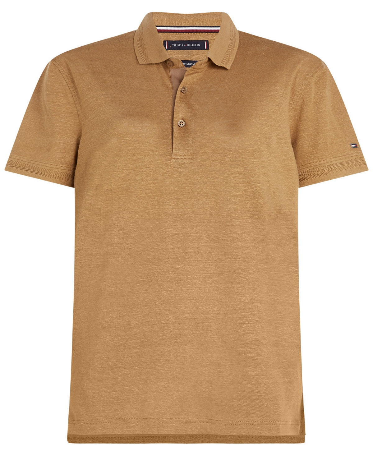 Tommy Hilfiger Men's Slim-Fit Flex Short Sleeve Polo Shirt Khaki Large