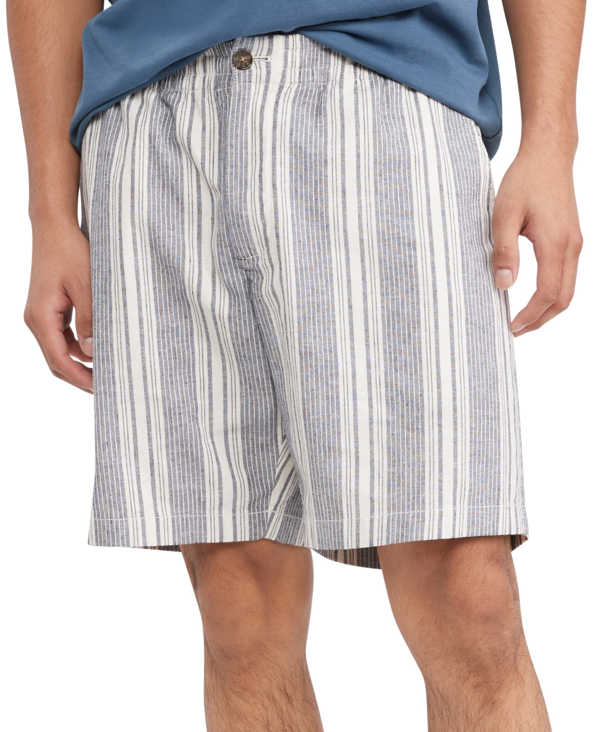 Tommy Hilfiger Men's Bold Stripe 7" Shorts Carbon Grey Blue Stripe Large