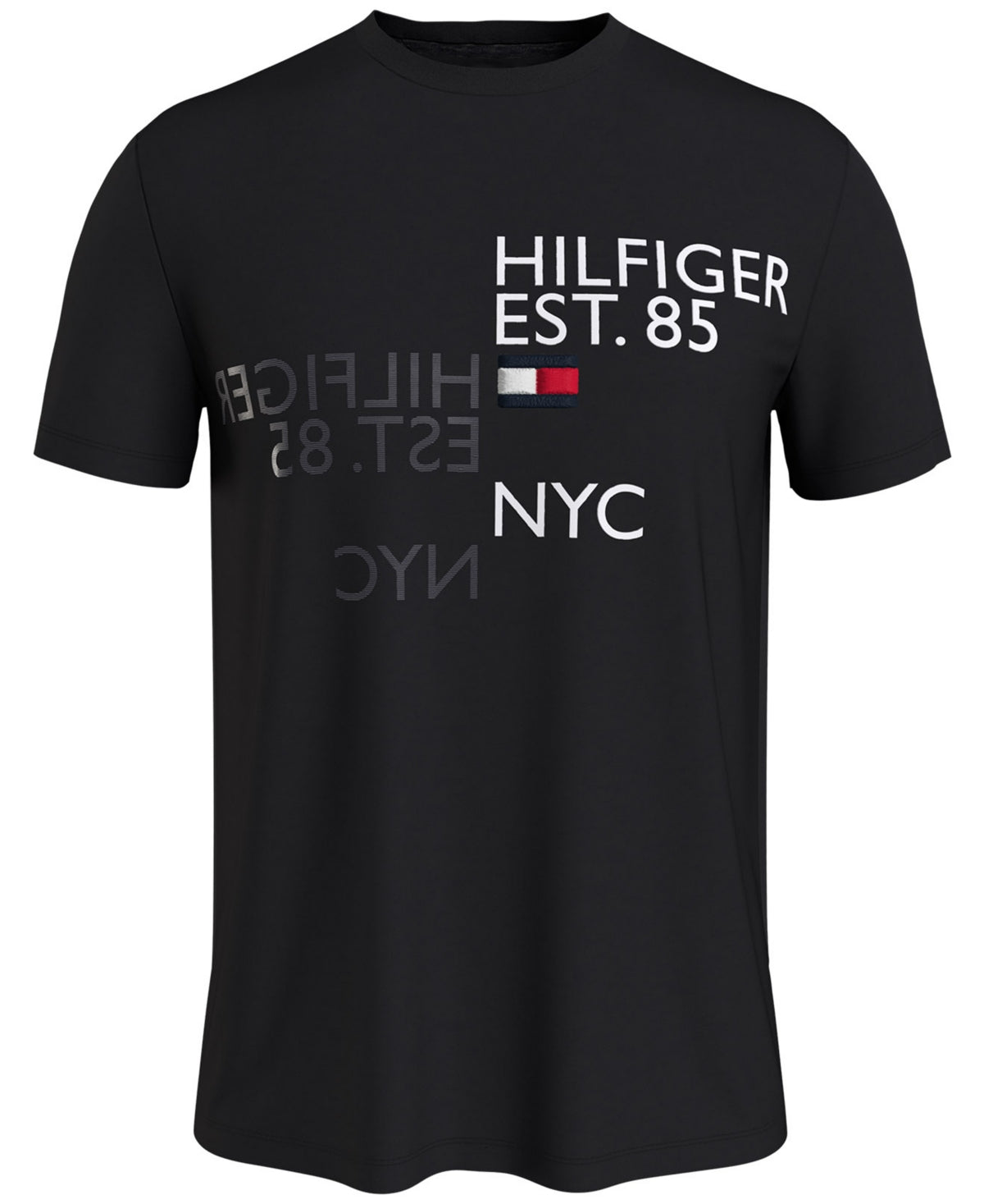 Tommy Hilfiger Mens Logo Mirrored Graphic T Shirt Black XL