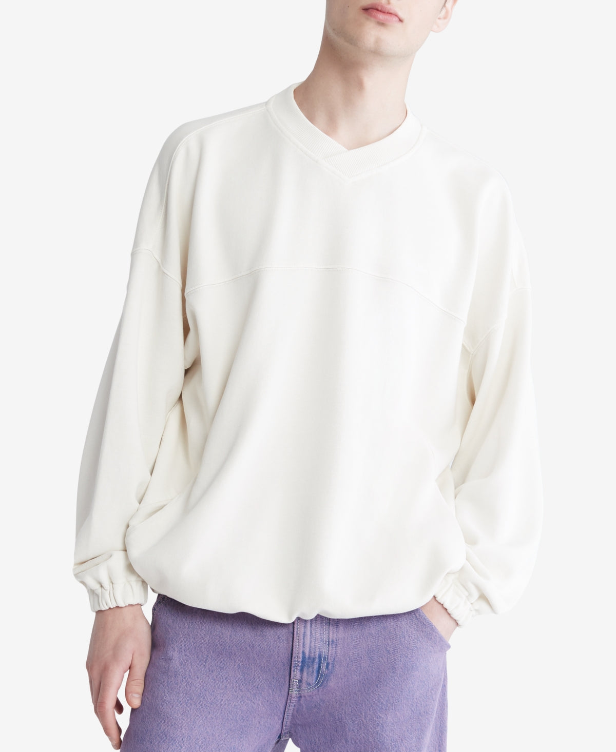 Calvin Klein Mens Relaxed Fit Terry Sweatshirt White Medium