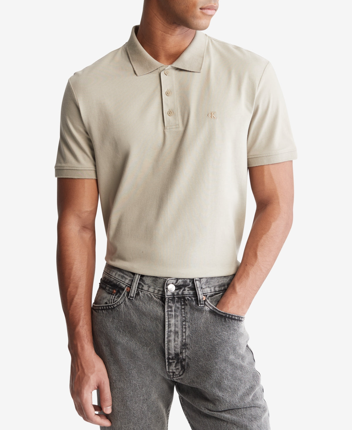 Calvin Klein Regular-Fit Embroidered Short Sleeve Polo Shirt Seneca Rock Medium