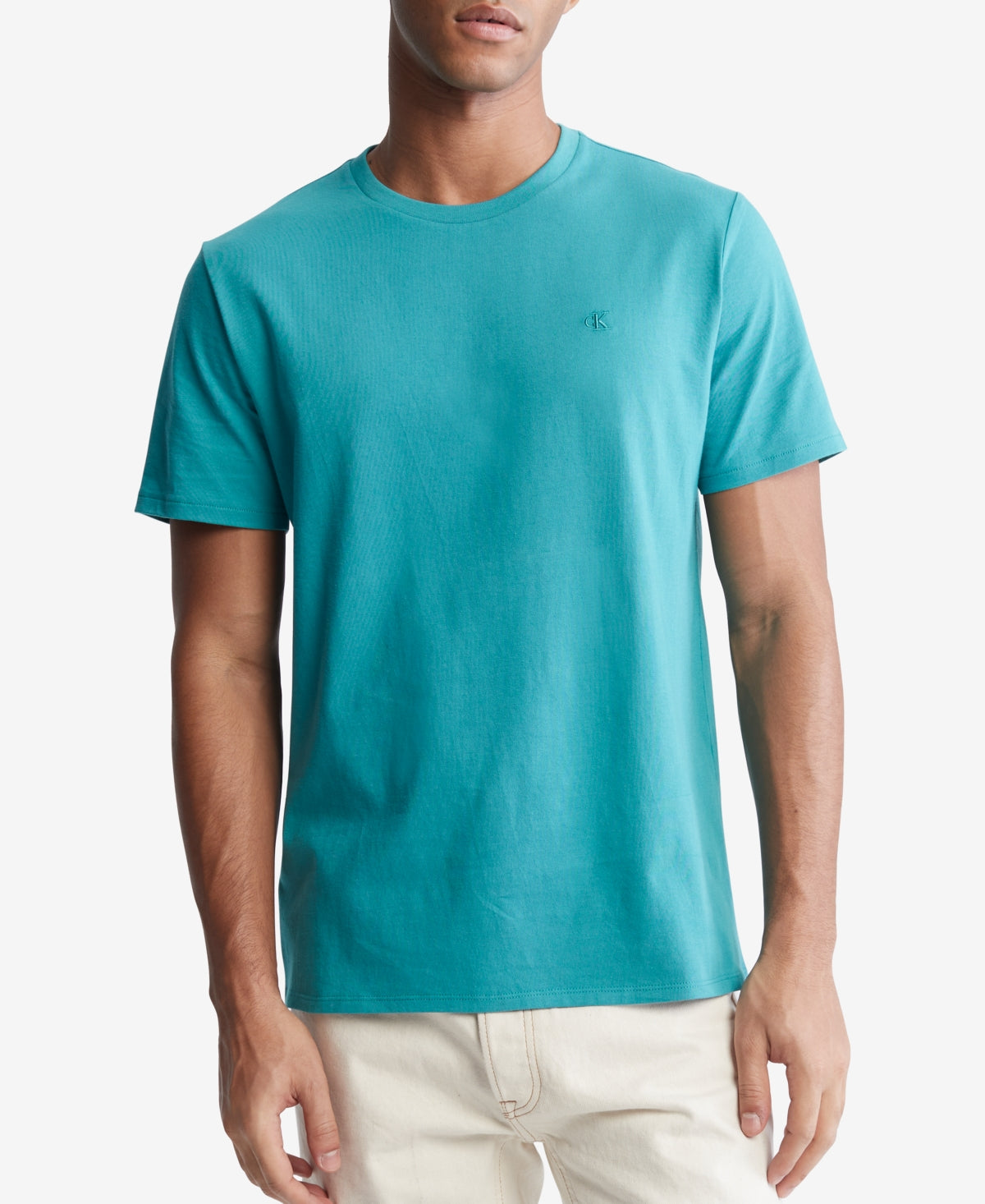 Calvin Klein Men's Smooth Cotton Solid Crewneck Short Sleeve T Shirt Green XXL
